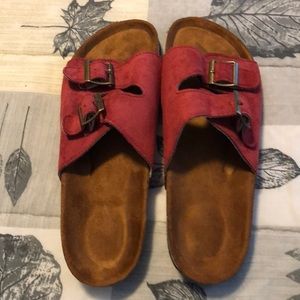 Rust micro suede sandals